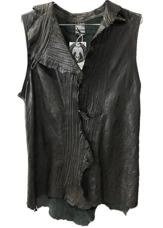 Leather Vest With Raw Edges