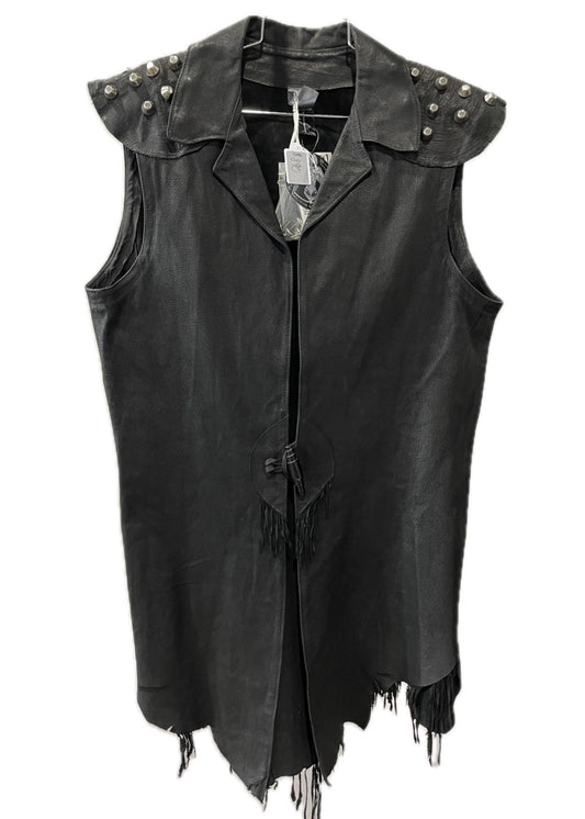 Black Raw Leather Vest